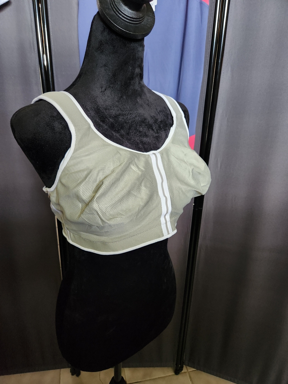 Anita Olive Green and White Mesh Sports Bra